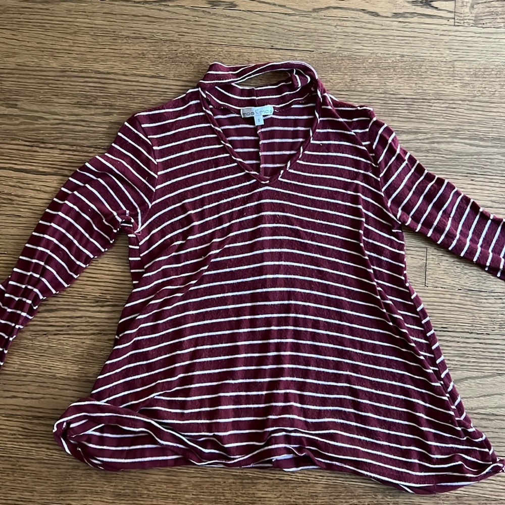 fleece striped long sleeve halter top